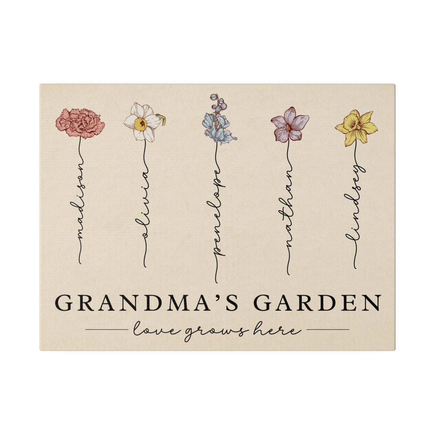 Grandma's Garden Birth Flowers Canvas