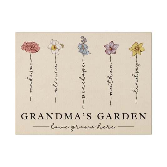 Grandma's Garden Birth Flowers Canvas