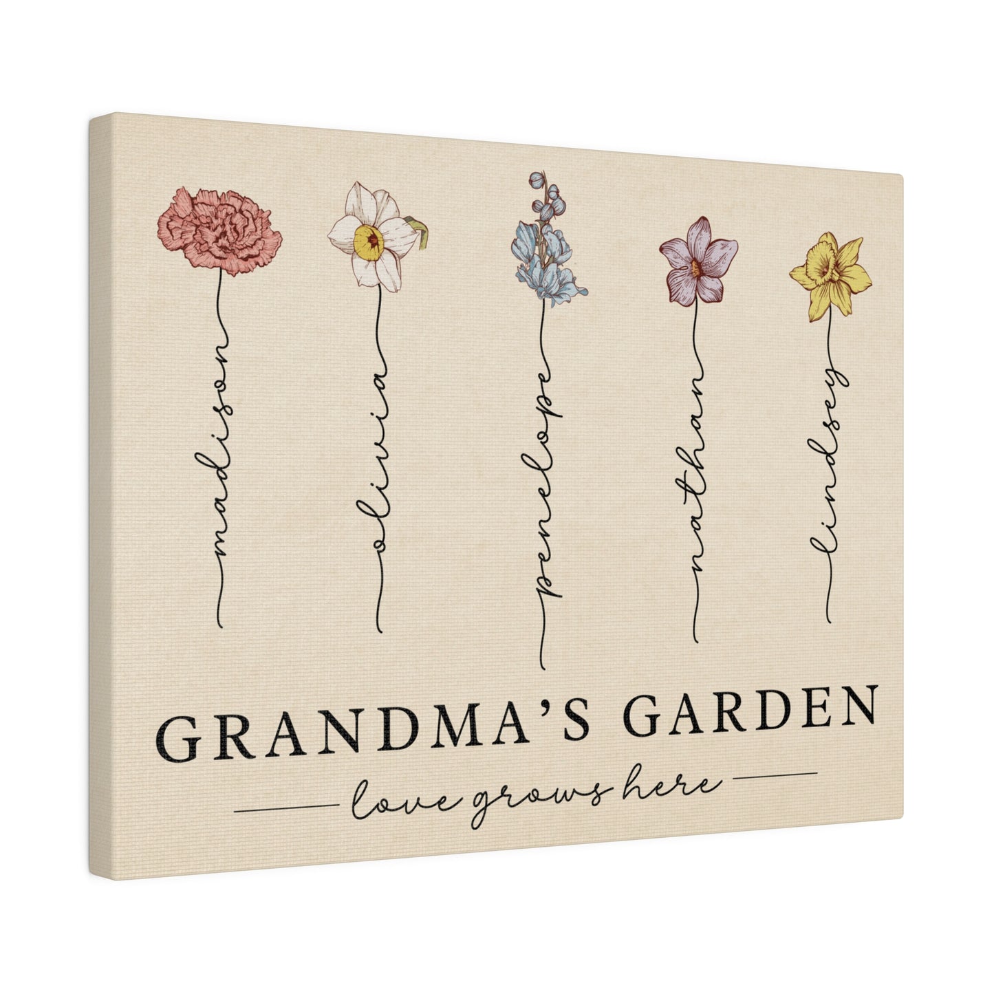 Grandma's Garden Birth Flowers Canvas