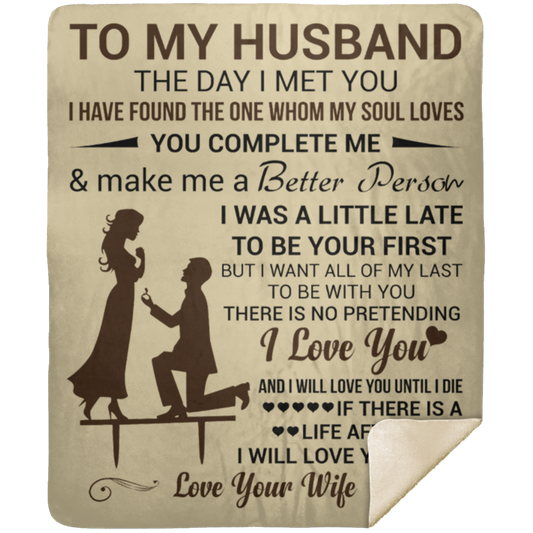 To My Husband - "I Love You" Premium Mink Sherpa Blanket