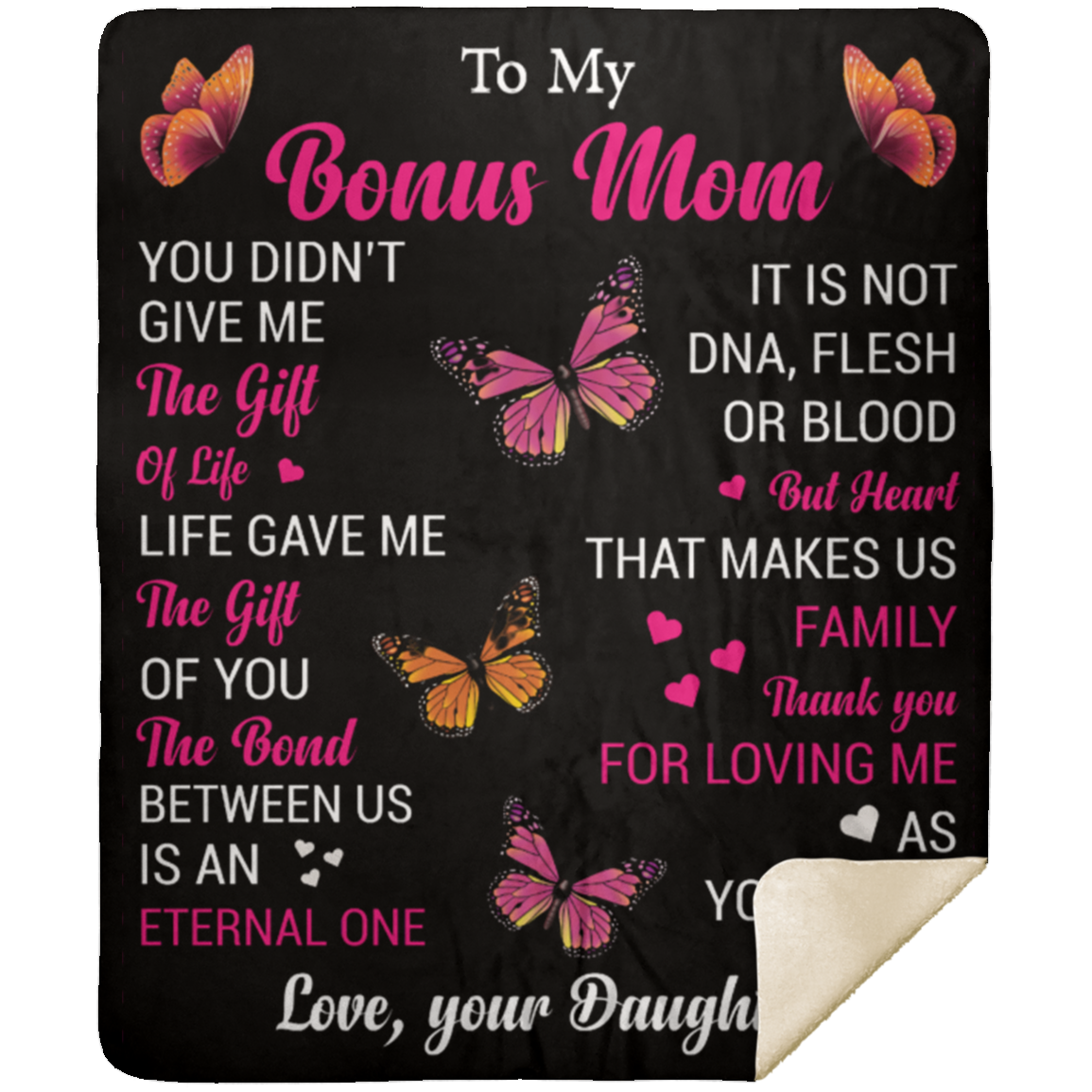 To My Bonus Mom - Premium Mink Sherpa Blanket