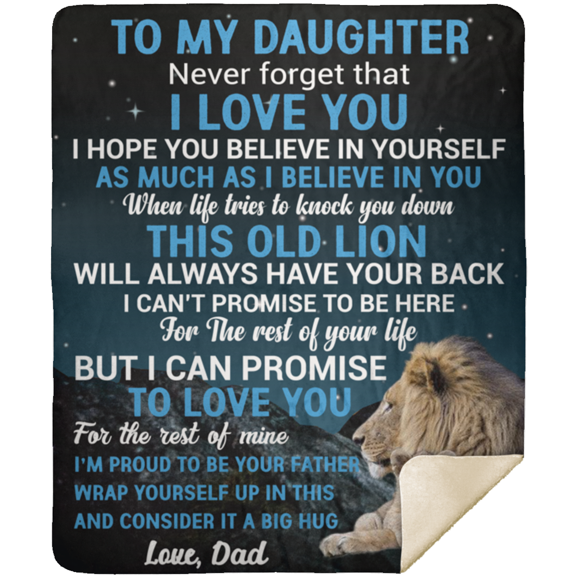 To My Daughter - " I Love You" Premium Mink Sherpa Blanket