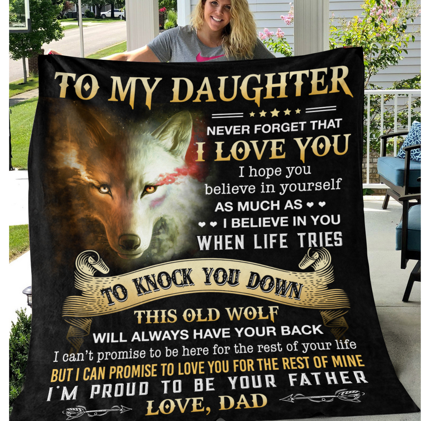 To My Daughter Plush Blanket - "Never Forget I Love You"