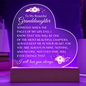 To My Beautiful Granddaughter - "I Will Love You Always" Heart Acrylic Plaque