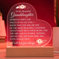 To My Beautiful Granddaughter - "I Will Love You Always" Heart Acrylic Plaque
