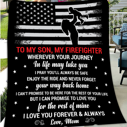 To My Son, My Firefighter - Premium Mink Sherpa Blanket