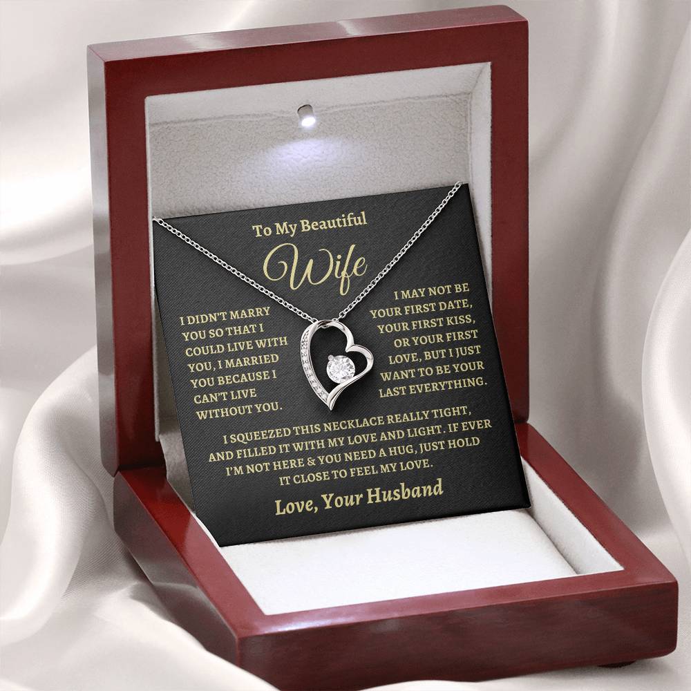 Gift for Wife "I Can't Live Without You" Love Knot Necklace