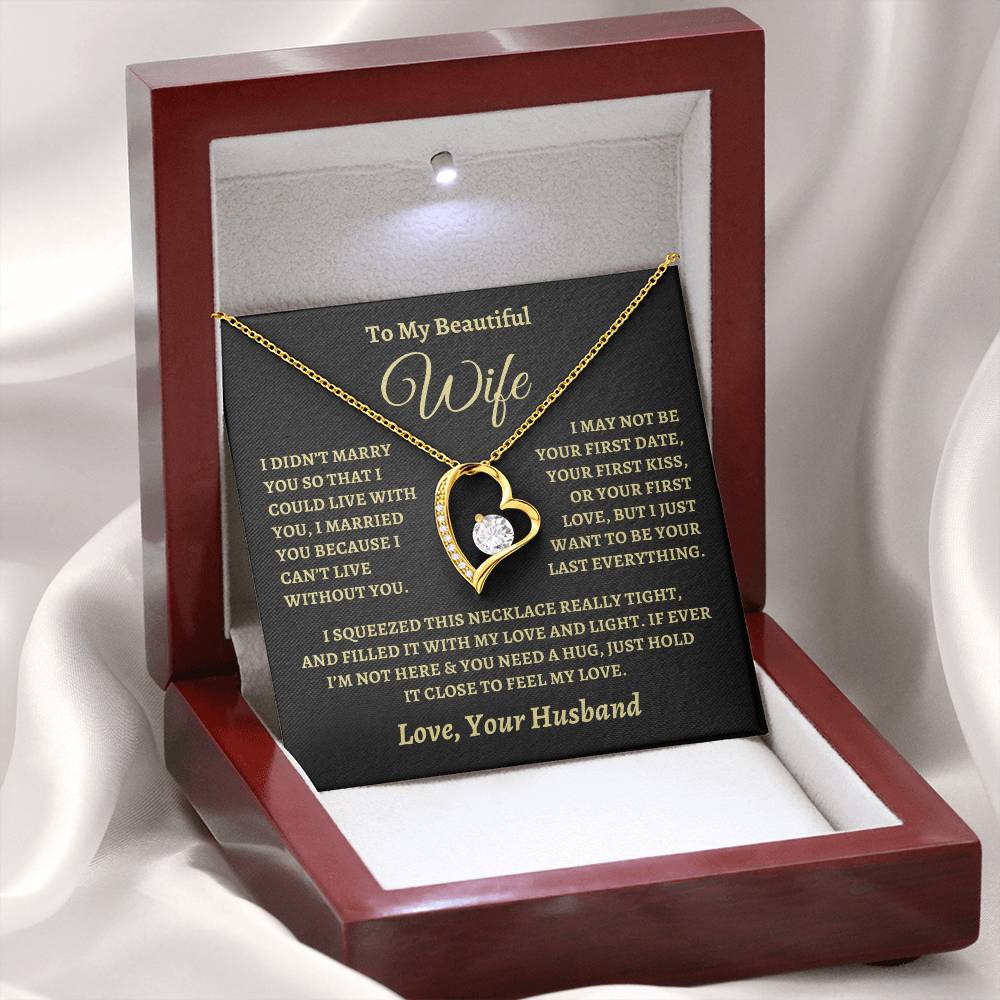 Gift for Wife "I Can't Live Without You" Love Knot Necklace