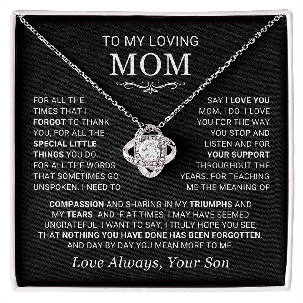 Mom Gift From Son - "You Mean More" - Love Knot Necklace