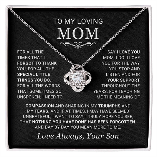 Mom Gift From Son - "You Mean More" - Love Knot Necklace