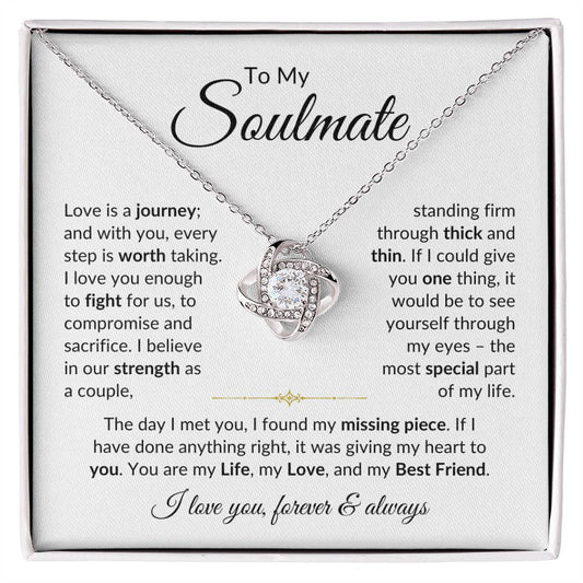 "To My Soulmate - My Missing Piece" Love Knot Necklace