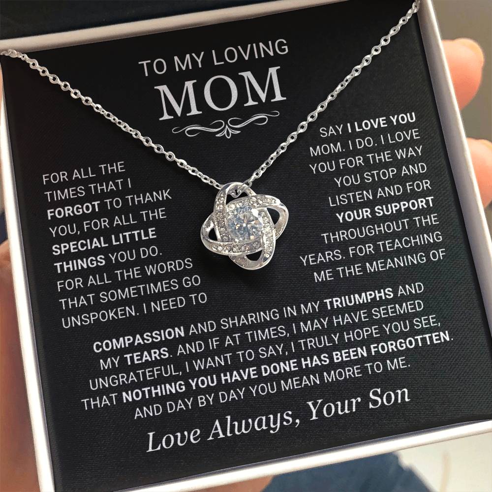 Mom Gift From Son - "You Mean More" - Love Knot Necklace