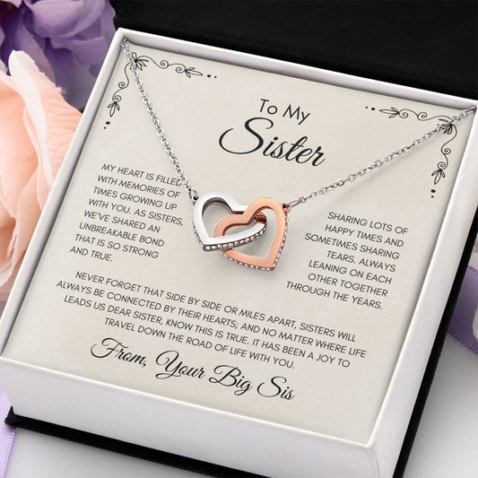 Personalized To My Sister - "Unbreakable Bond" Interlocking Hearts Necklace