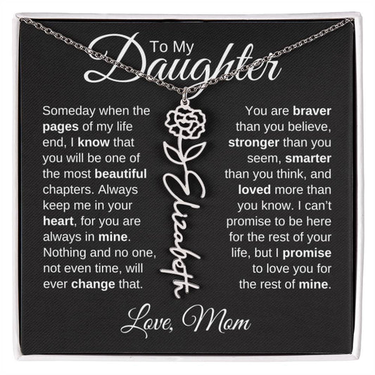 To My Daughter - "Loved More Than You Know" Customizable Birth Flower Name Necklace