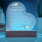 To My Beautiful Granddaughter - "I Will Love You Always" Heart Acrylic Plaque