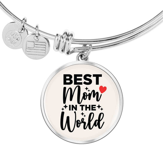 "Best Mom in the World" Bangle Bracelet