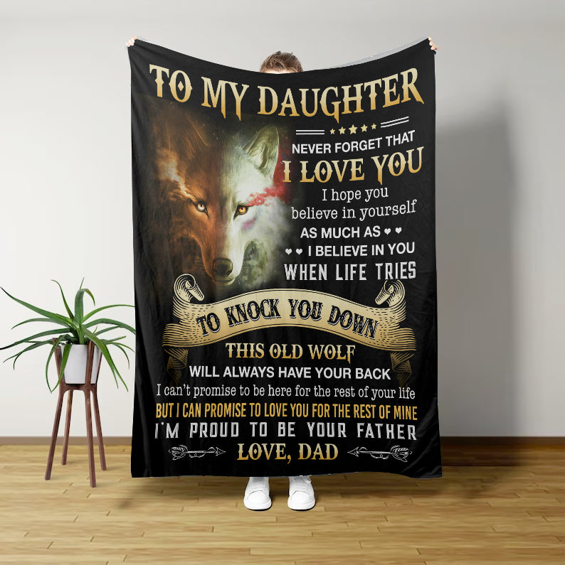 To My Daughter Plush Blanket - "Never Forget I Love You"
