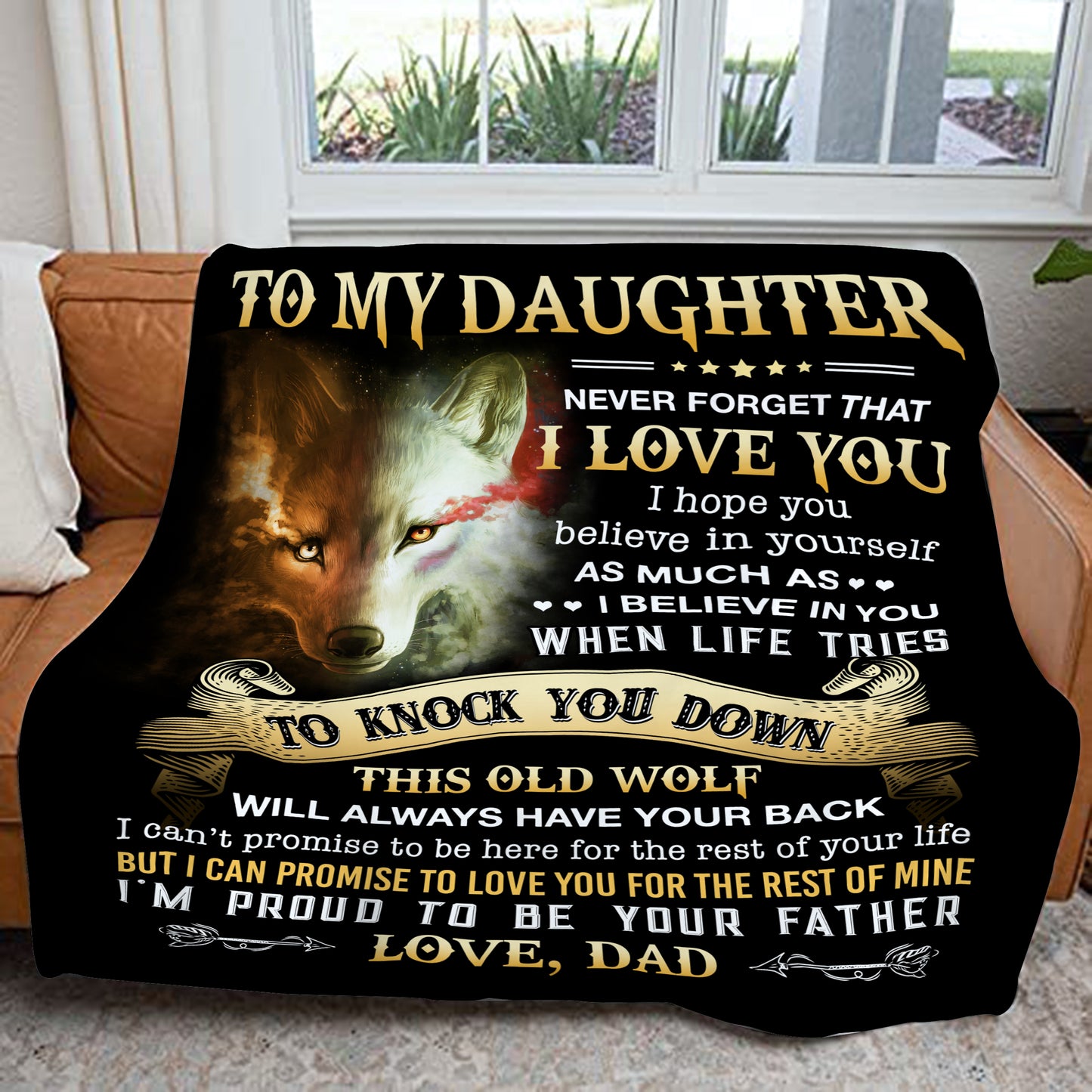 To My Daughter Plush Blanket - "Never Forget I Love You"