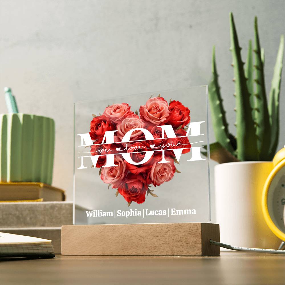 Mom We Love You - Personalized Acrylic Square Plaque