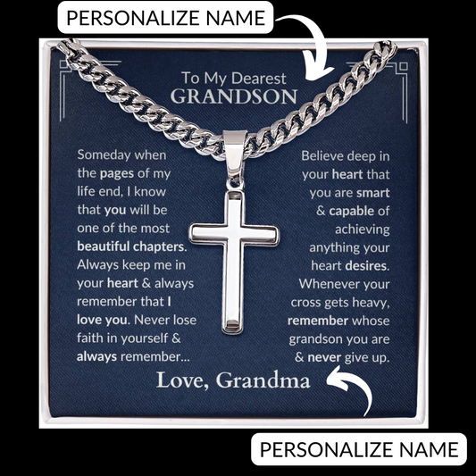 To My Grandson - "Never Lose Faith" Cross Necklace