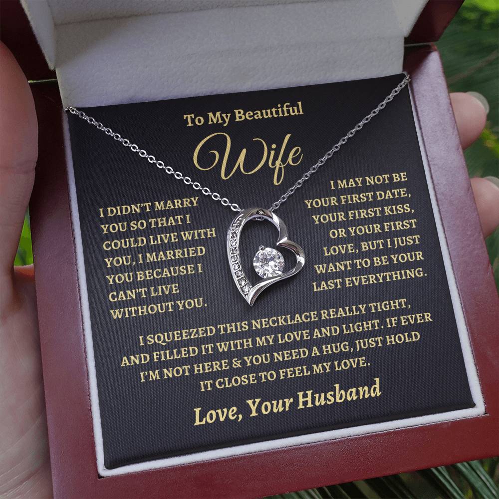 Gift for Wife "I Can't Live Without You" Love Knot Necklace