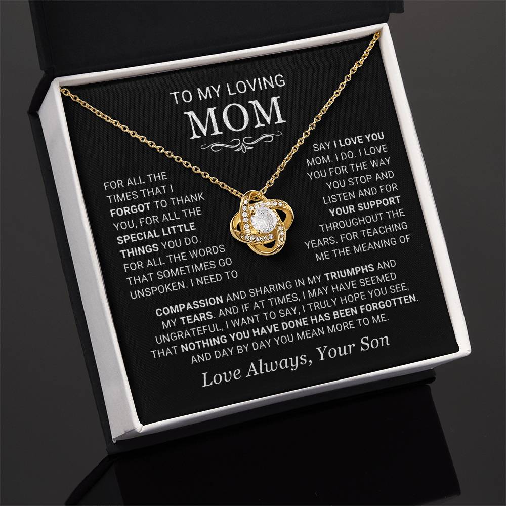 Mom Gift From Son - "You Mean More" - Love Knot Necklace