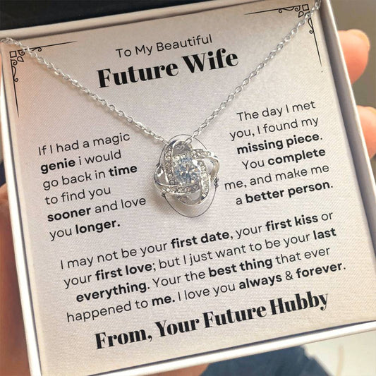 To My Beautiful Future Wife - Personalized Love Knot Necklace