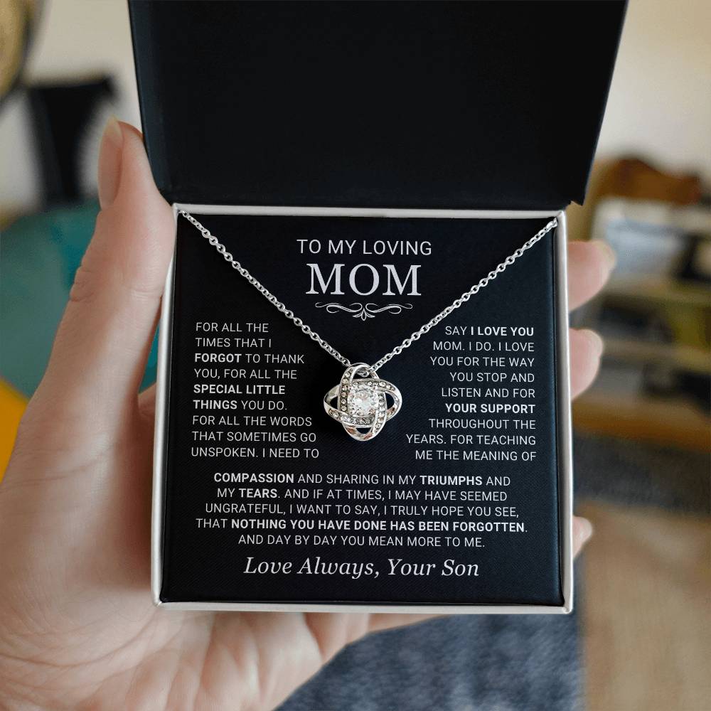 Mom Gift From Son - "You Mean More" - Love Knot Necklace