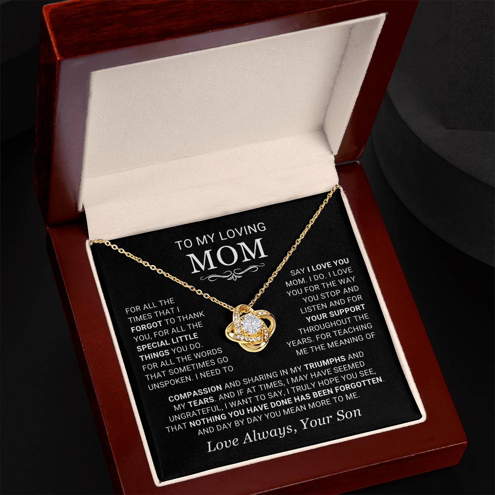 Mom Gift From Son - "You Mean More" - Love Knot Necklace