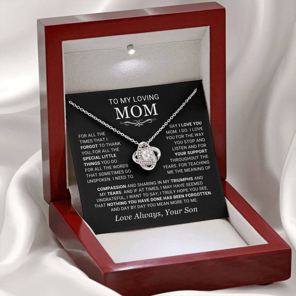 Mom Gift From Son - "You Mean More" - Love Knot Necklace