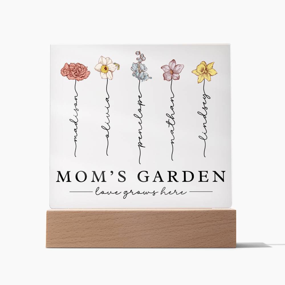 Mom's Garden Birth Flower Personalized Acrylic Plaque