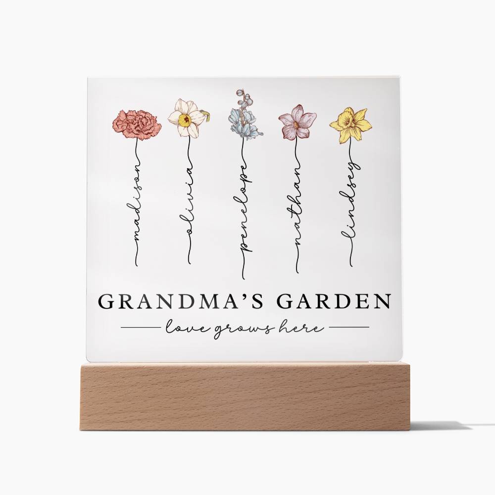 Grandma's Garden Birth Flower Acrylic Plaque