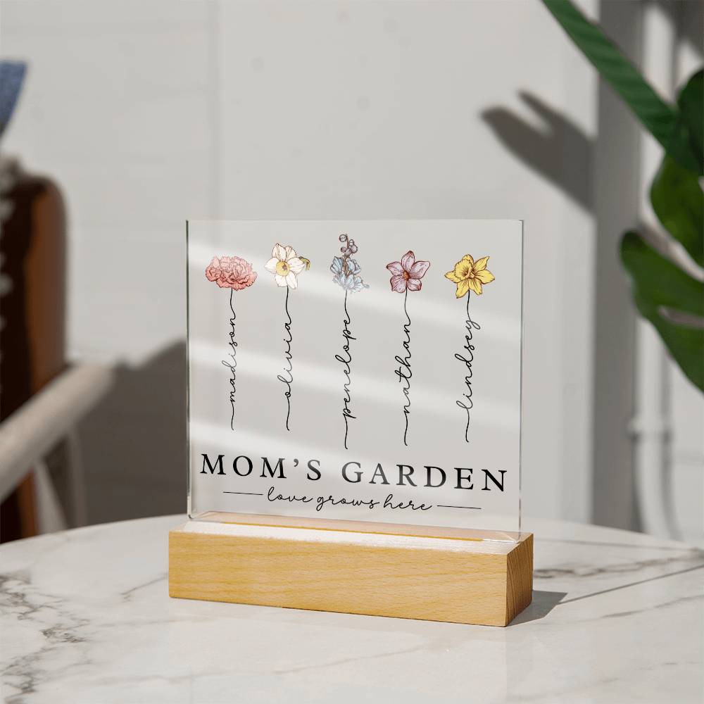 Mom's Garden Birth Flower Personalized Acrylic Plaque