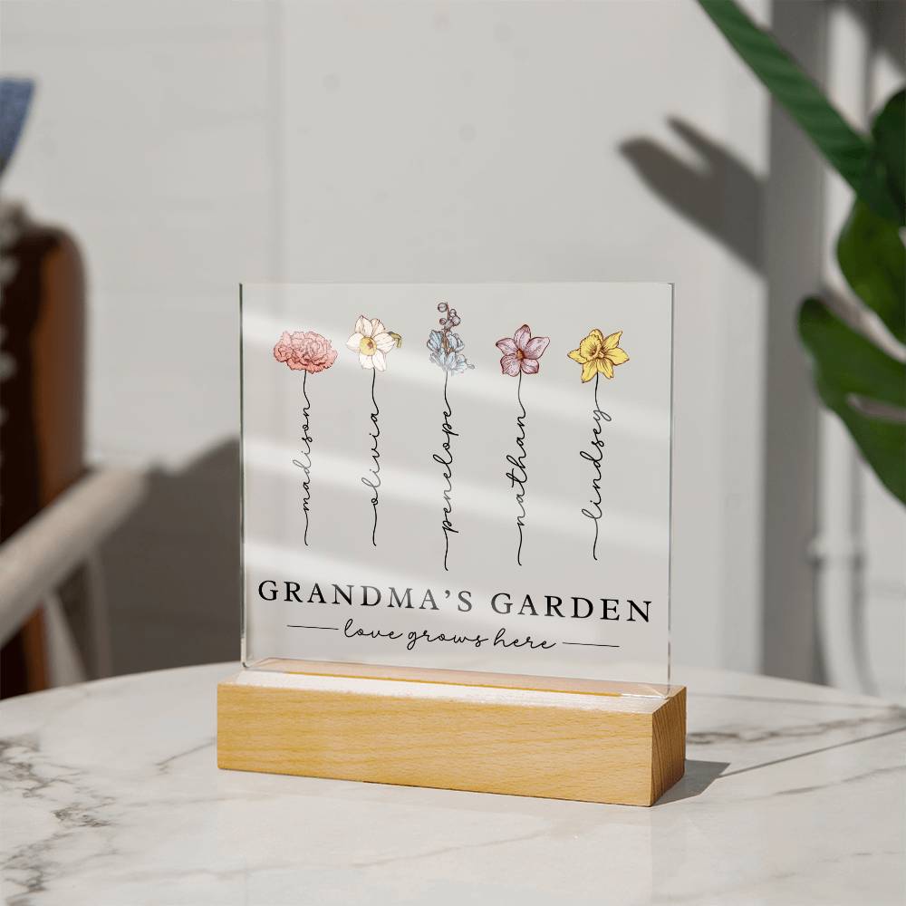 Grandma's Garden Birth Flower Acrylic Plaque