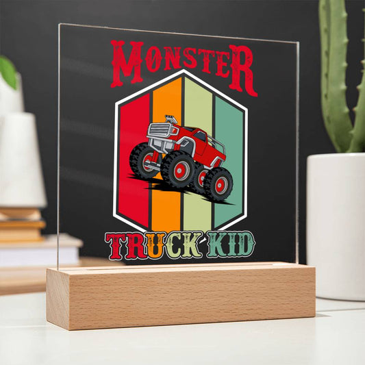 Monster Truck Kid - Son Gift Acrylic - Night Light