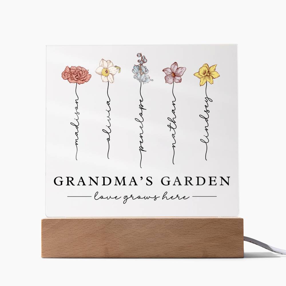 Grandma's Garden Birth Flower Acrylic Plaque