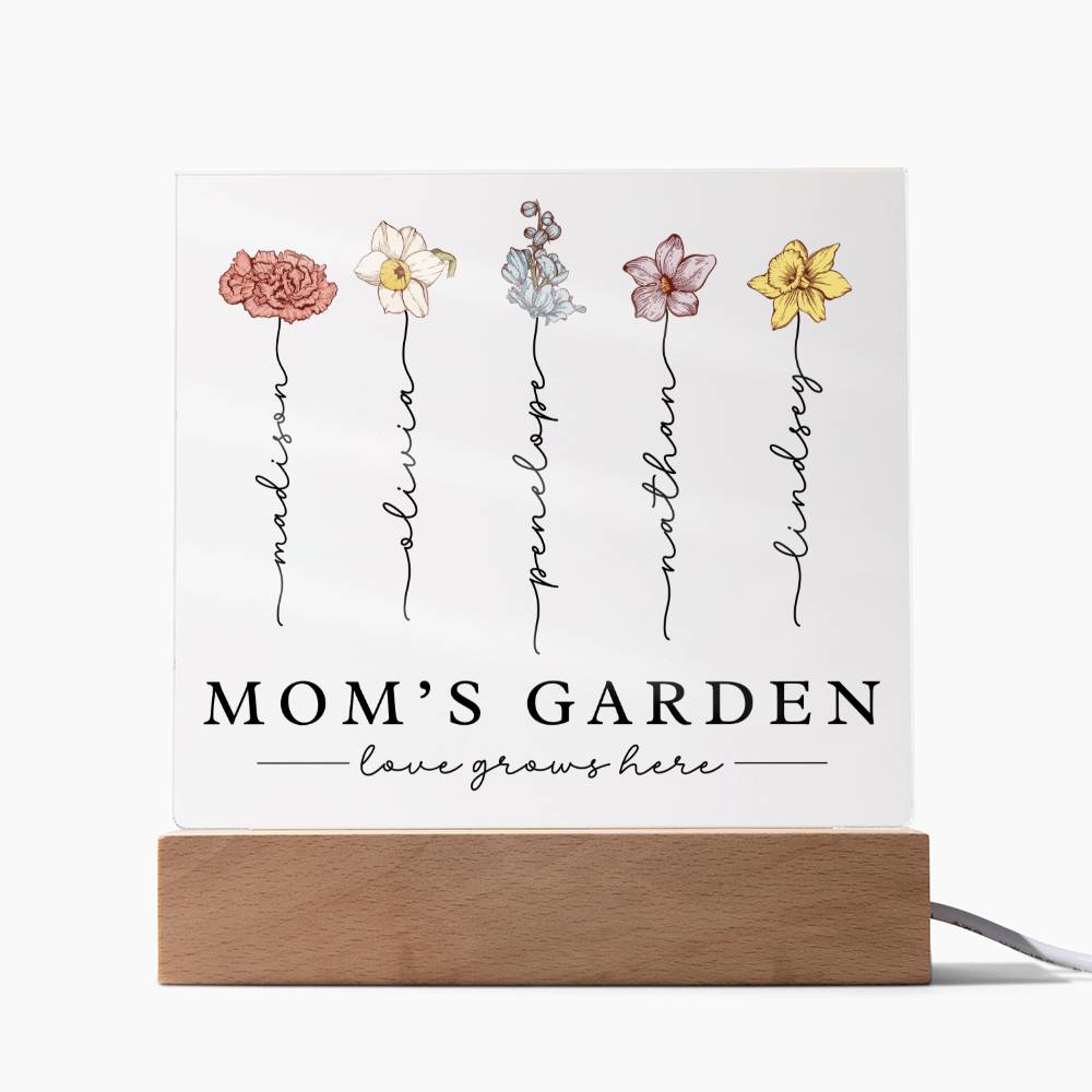 Mom's Garden Birth Flower Personalized Acrylic Plaque