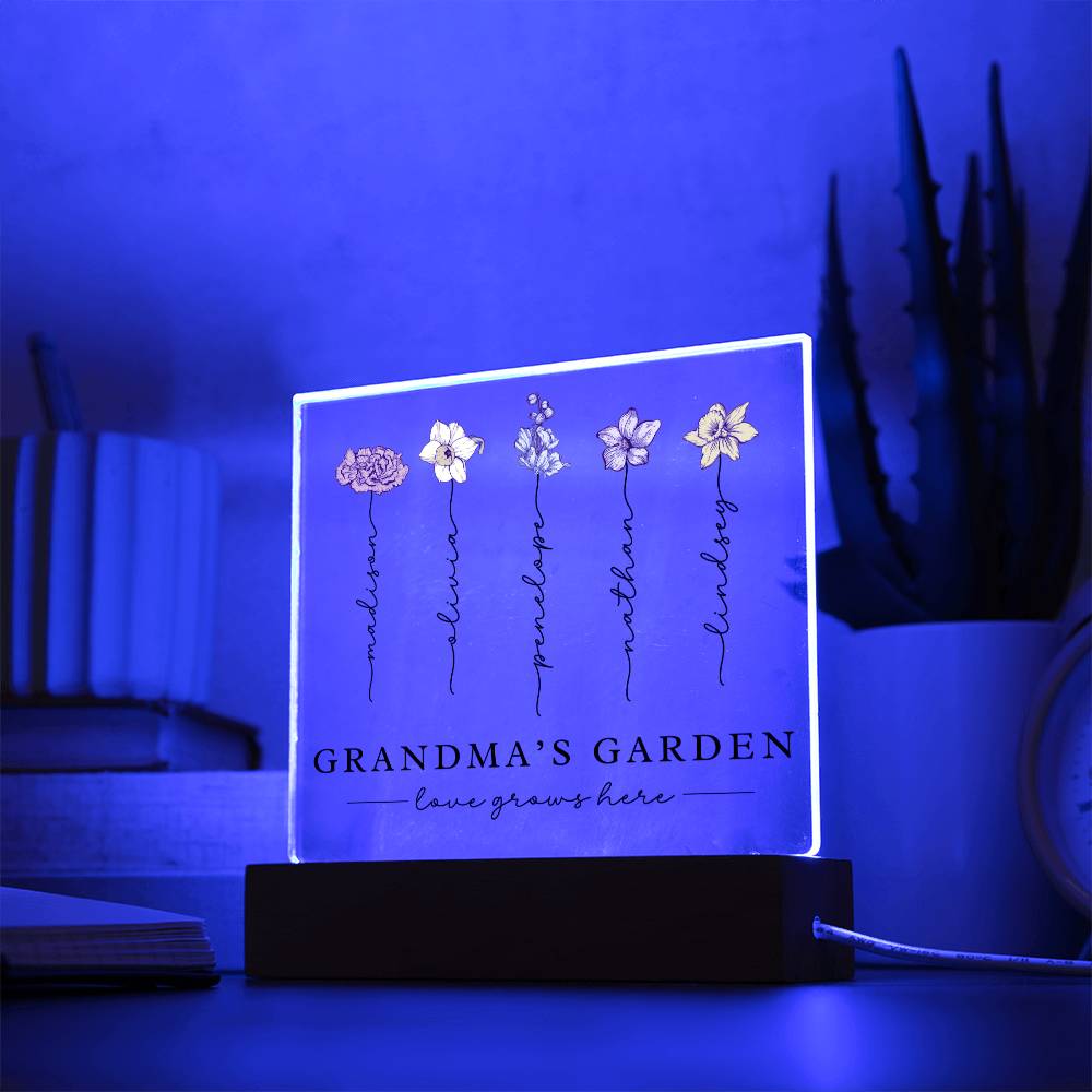 Grandma's Garden Birth Flower Acrylic Plaque