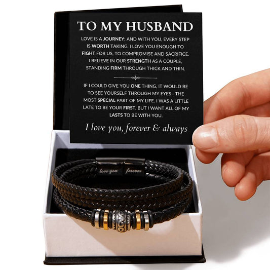 "To My Husband - Life With You" Leather Bracelet