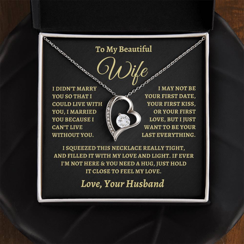 Gift for Wife "I Can't Live Without You" Love Knot Necklace