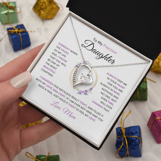 To My Daughter  - "Always Keep Me In Your Heart, Love Mom" Heart Necklace