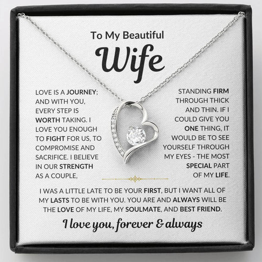 "To My Beautiful Wife - Love of my Life" Forever Love Necklace