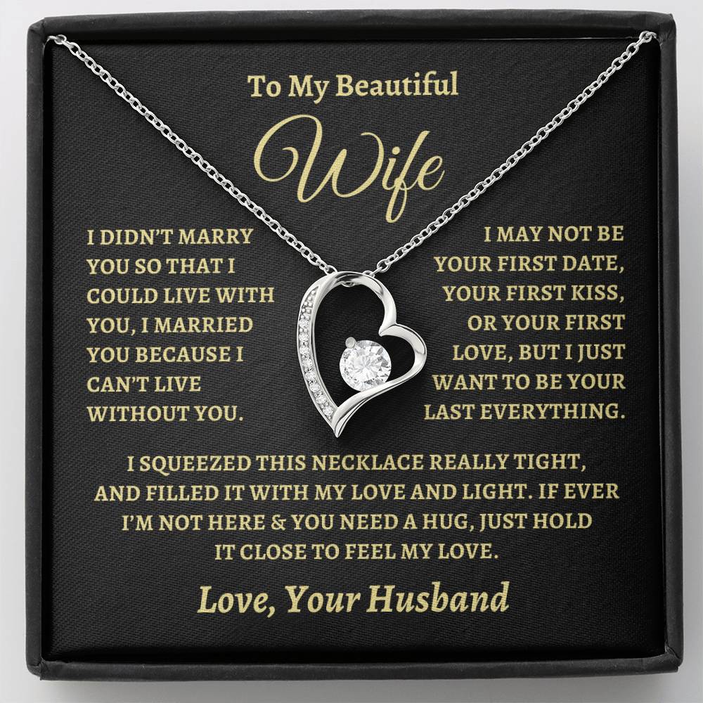 Gift for Wife "I Can't Live Without You" Love Knot Necklace