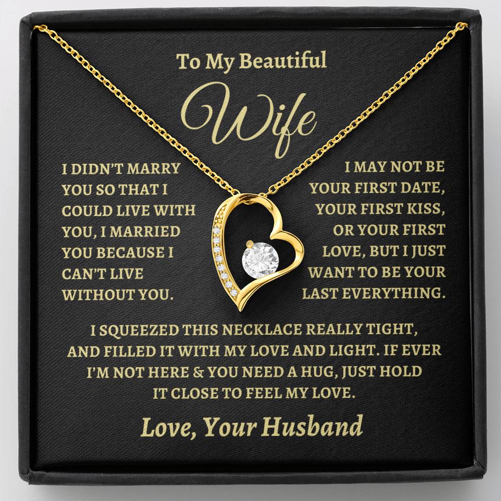 Gift for Wife "I Can't Live Without You" Love Knot Necklace