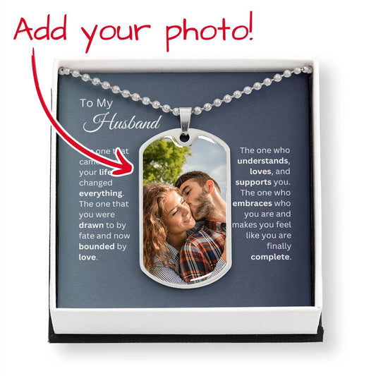 To My Husband - "Bounded By Love" Personalized Photo Dog Tag